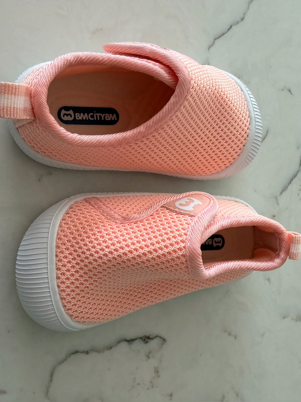 Kids Peach Slip-On Mesh Sneakers